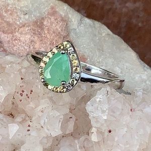COPY - EMERALD & YELLOW SAPPHIRE 925 STERLING SILVER RING, SIZE 8.5